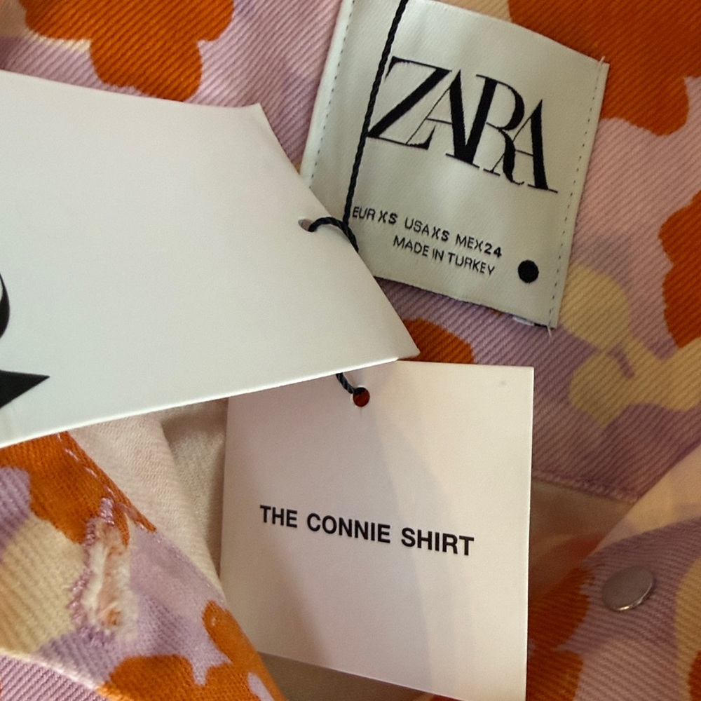 Zara The 90s Floral Denim Set - Connie Shirt Matching Shorts - Size XS - NEW - Picture 10 of 13